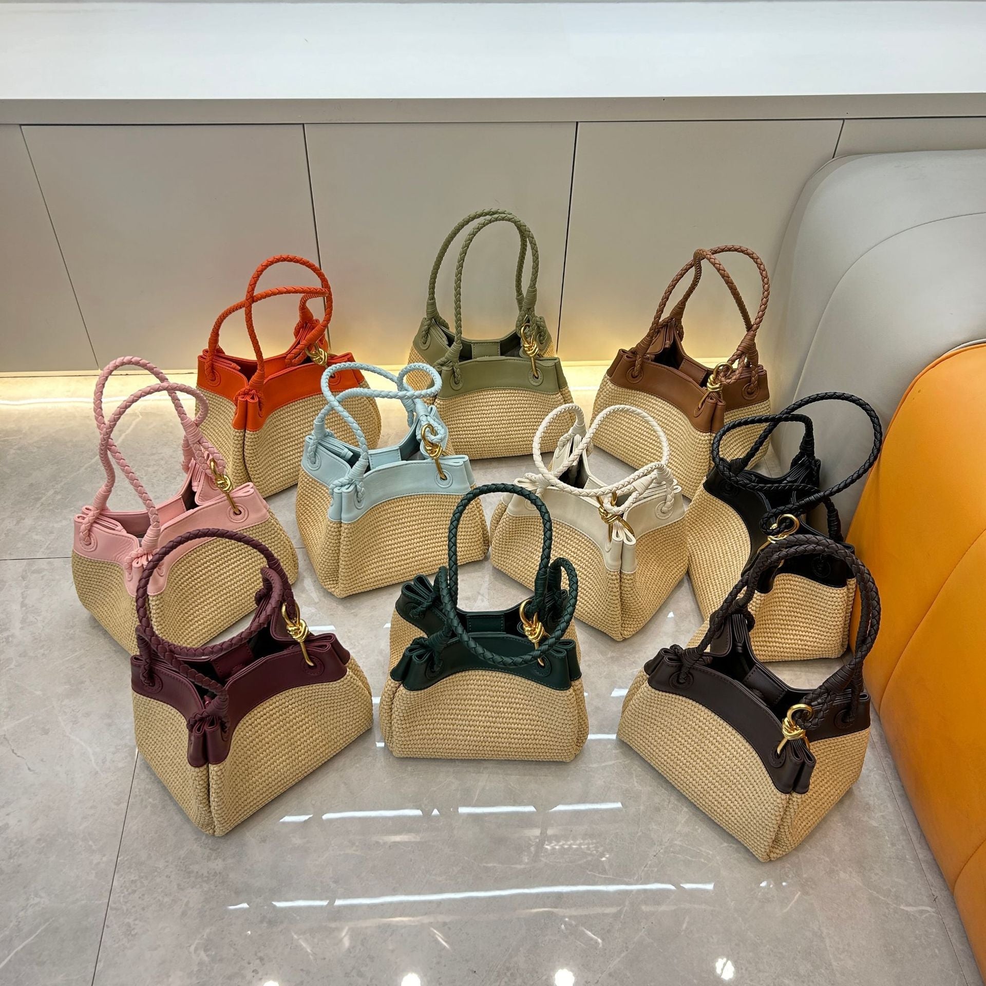 raffia shoulder bag,women,color display