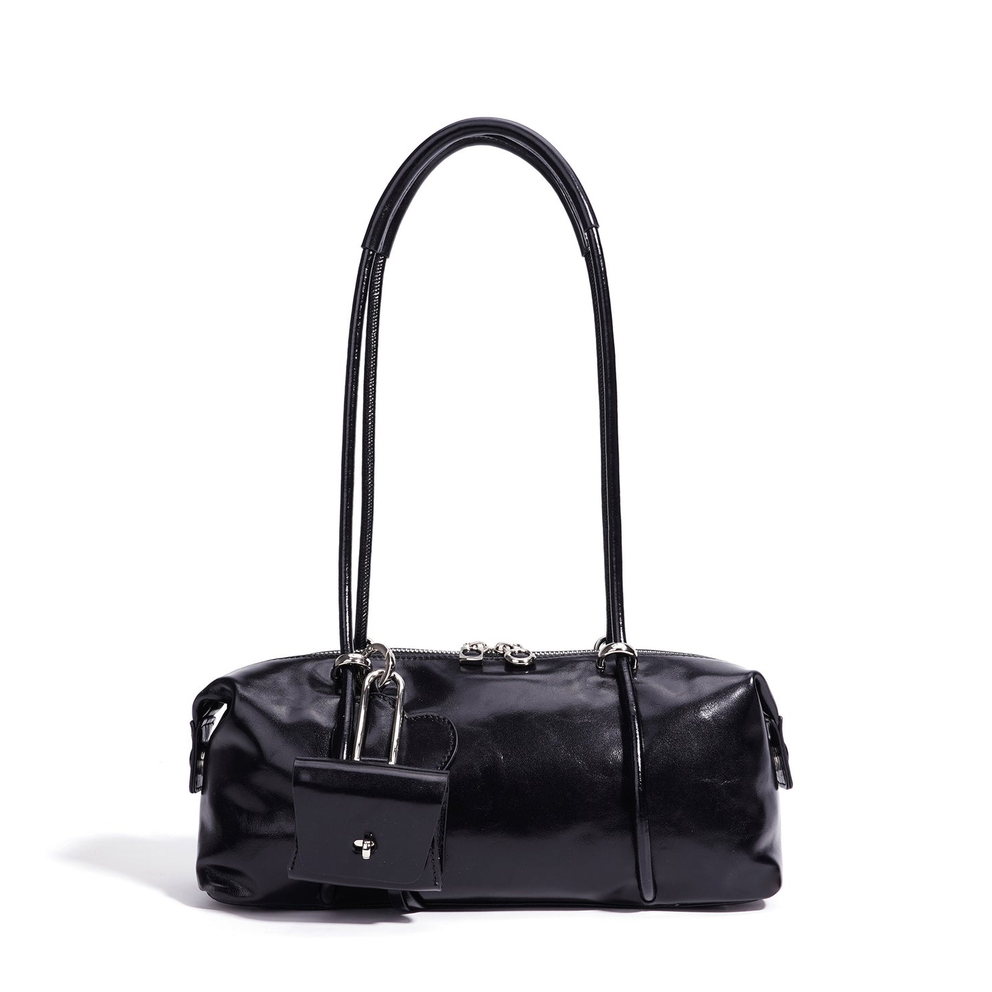 fanlosn black leather small shoulder bag,women,detail