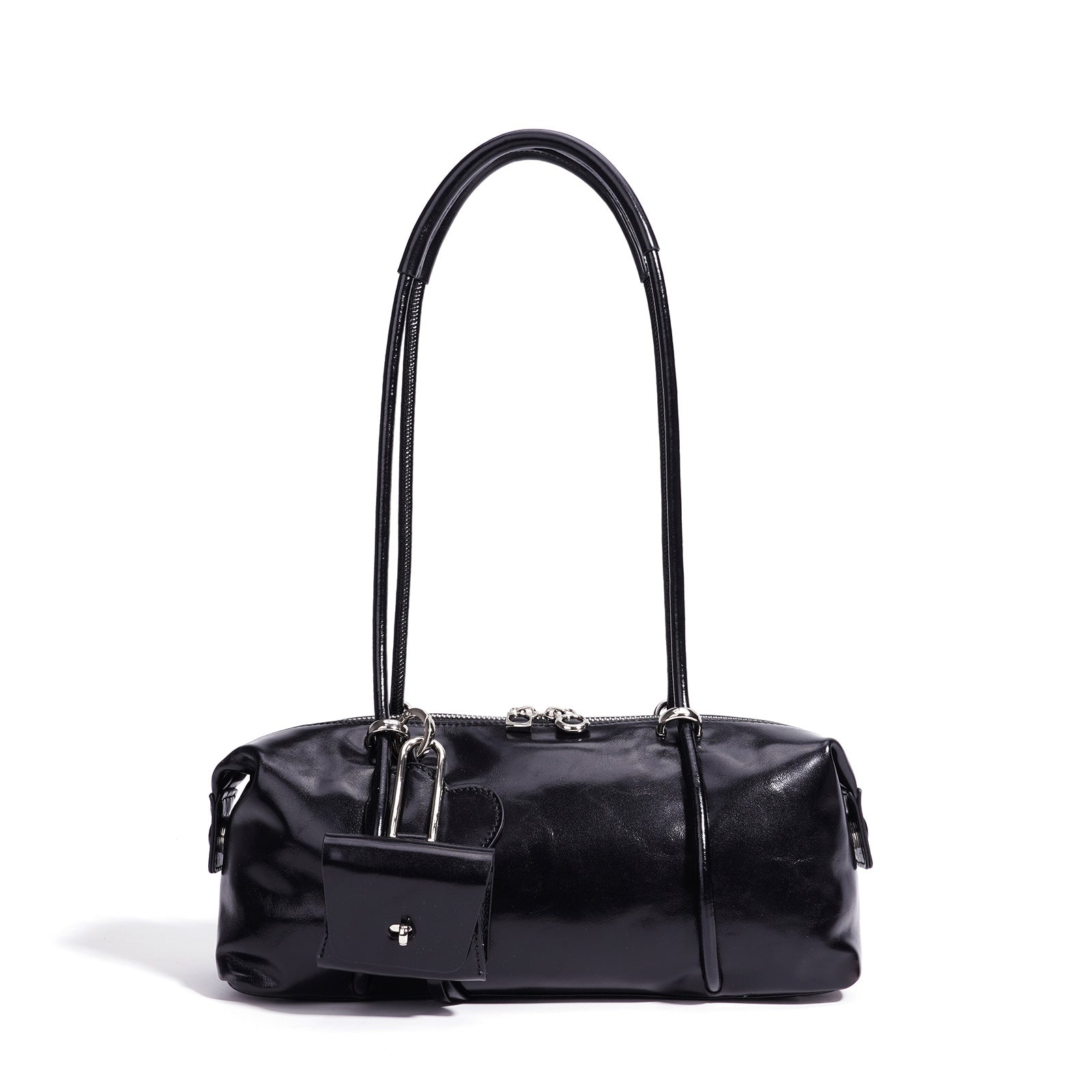 fanlosn black leather small shoulder bag,women,detail