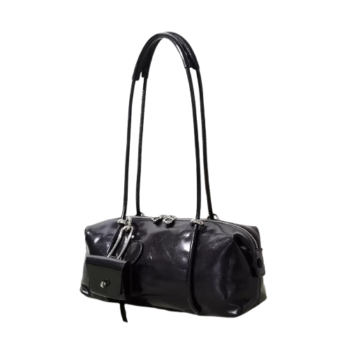 fanlosn black leather small shoulder bag,women,side