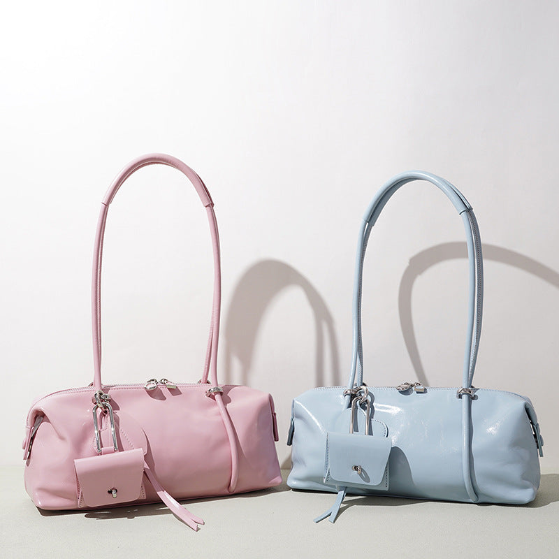 fanlosn lake blue and pink leather small shoulder bag,women,color display