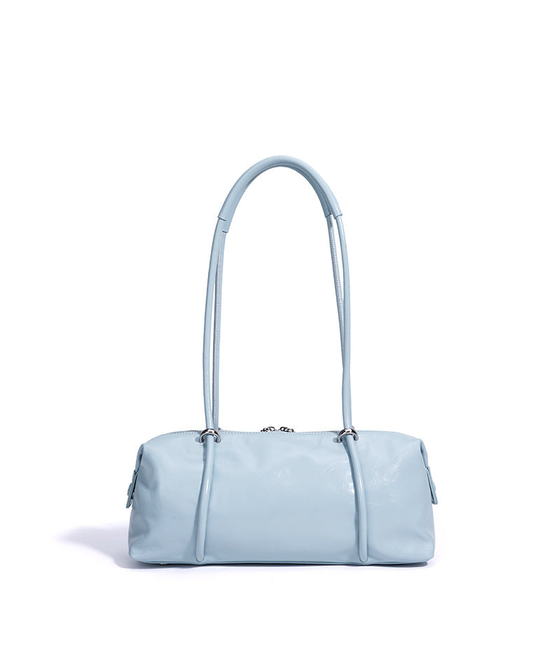 fanlosn lake blue leather small shoulder bag,women,back