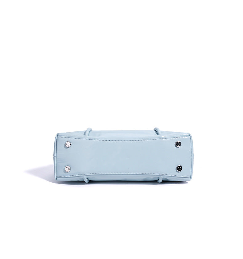 fanlosn lake blue leather small shoulder bag,women,bottom