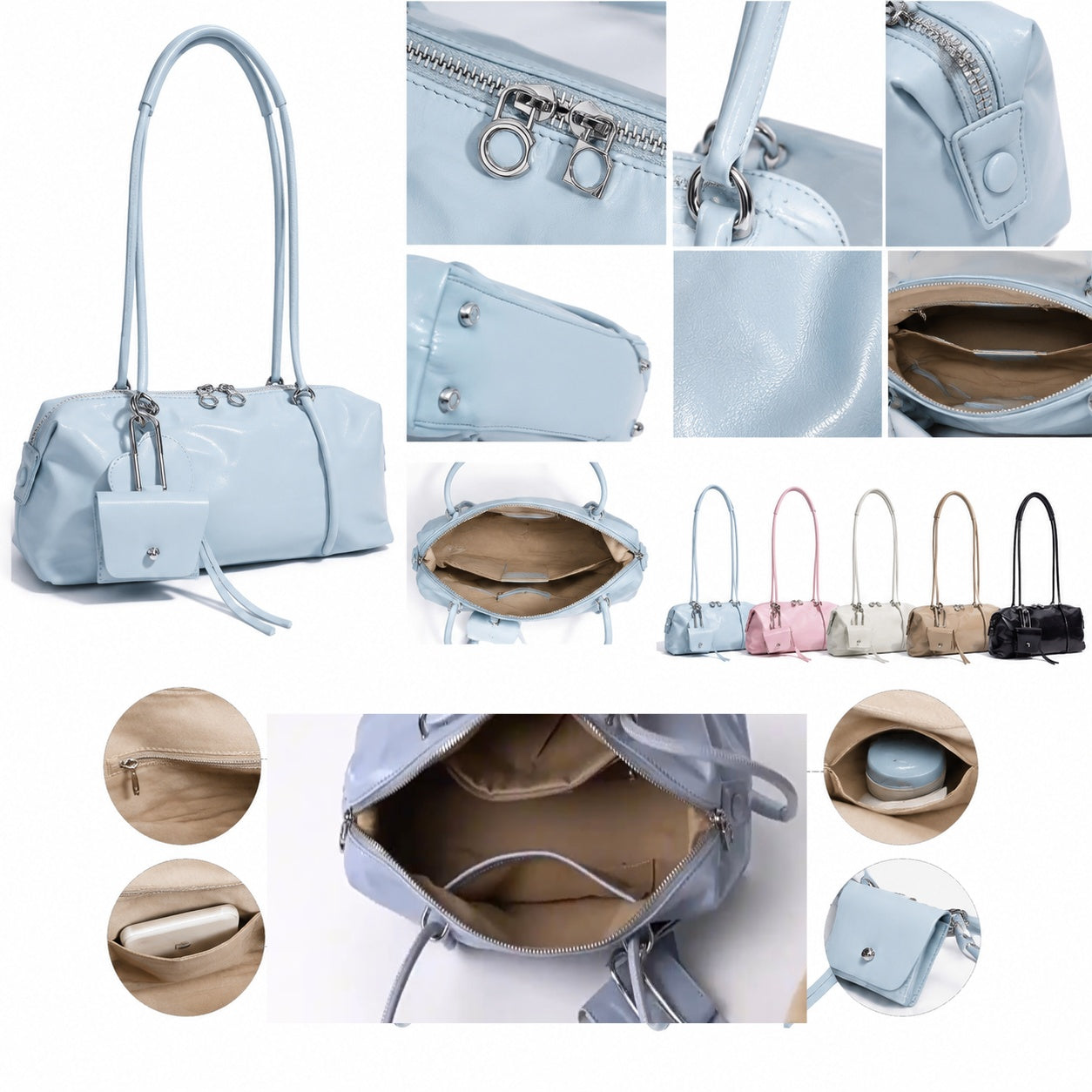 fanlosn lake blue leather small shoulder bag,women,side 04
