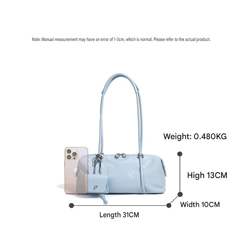 fanlosn lake blue leather small shoulder bag,women,dimensions