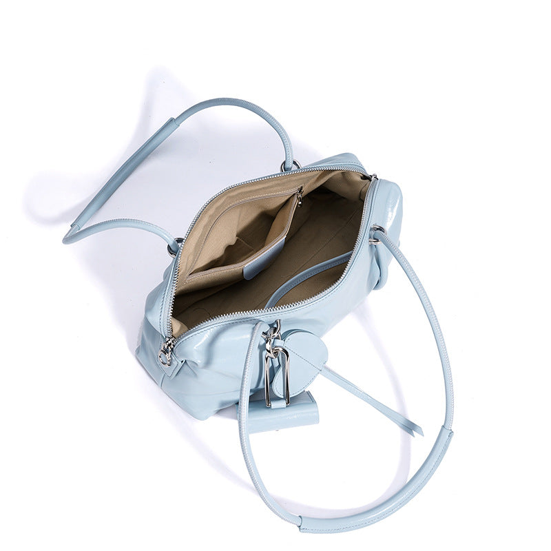 fanlosn lake blue leather small shoulder bag,women,inner