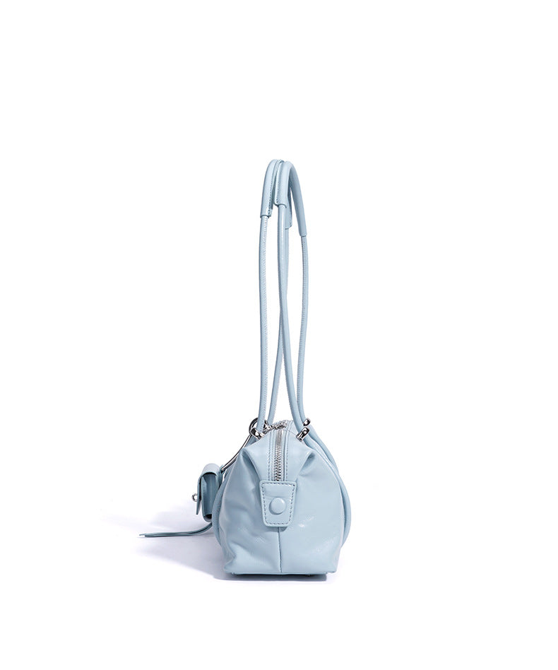 fanlosn lake blue leather small shoulder bag,women,side