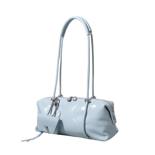 fanlosn lake blue leather small shoulder bag,women,side