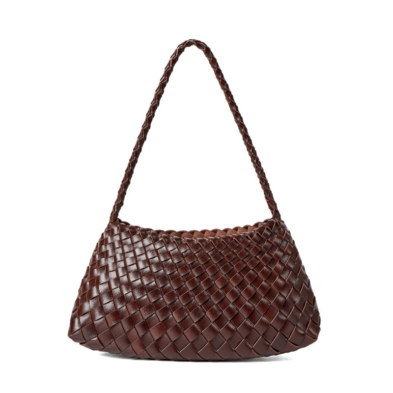 fanlosn coffee  pu woven shoulder bag,women,front