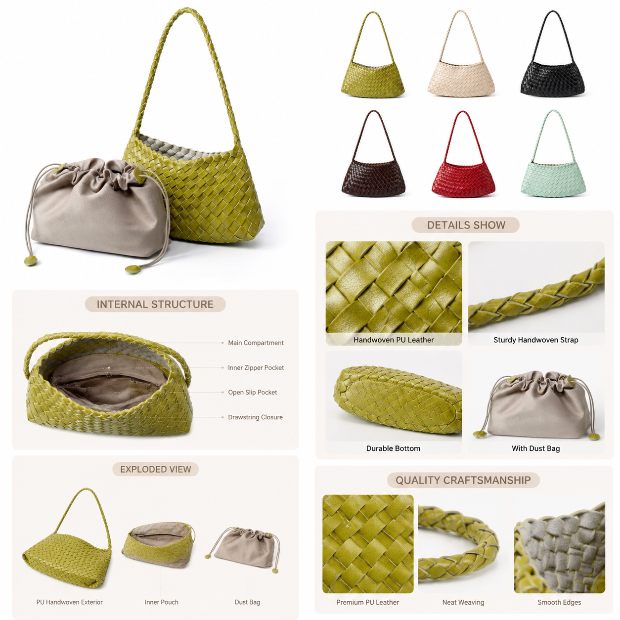 fanlosn lemon yellow pu woven shoulder bag,women,detail 02