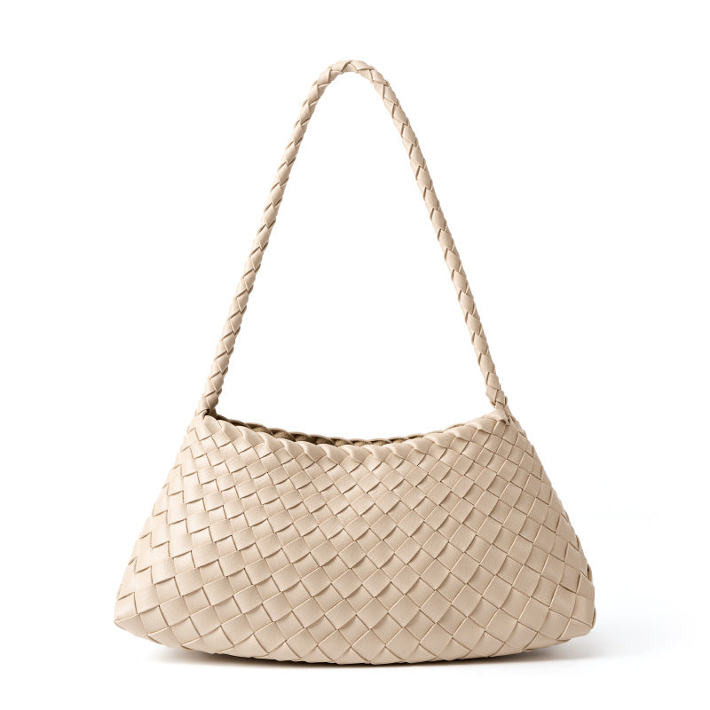 fanlosn light brown pu woven shoulder bag,women,front