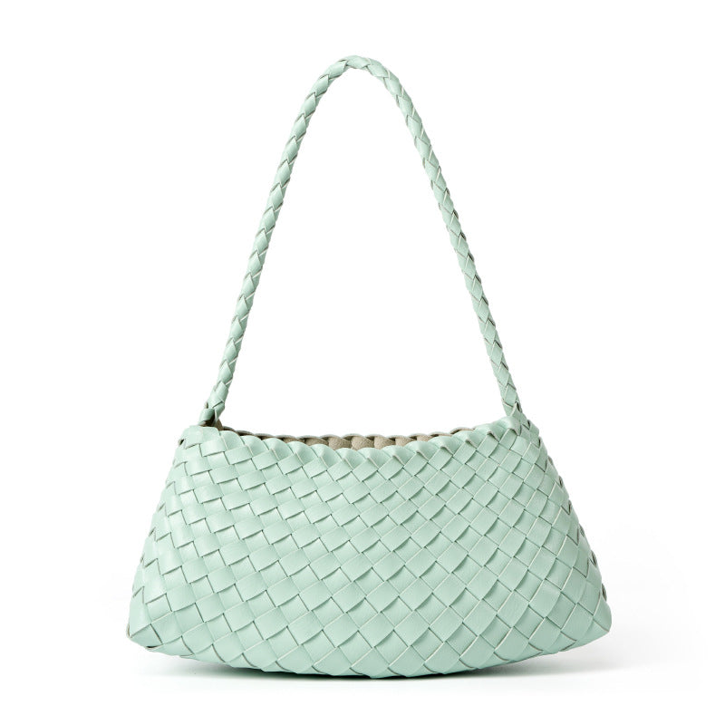 fanlosn mint green pu woven shoulder bag,women,front