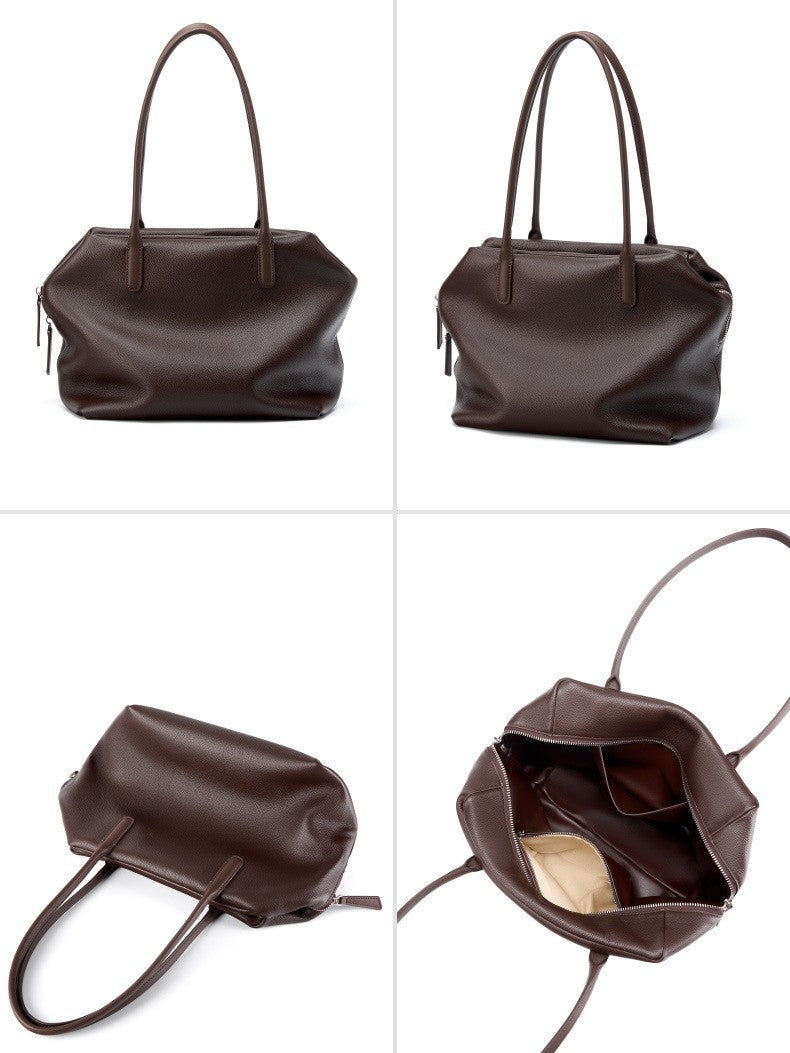 coffee leather shoulder tote bag,women,display