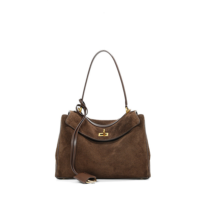 coffee fanlosn small size suede leather shoulder underarm bag,women,front