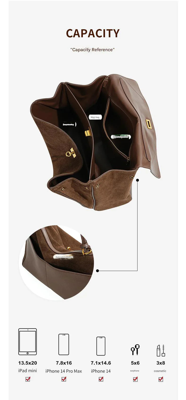 dark coffee fanlosn big size suede leather shoulder underarm bag,women,inner 02