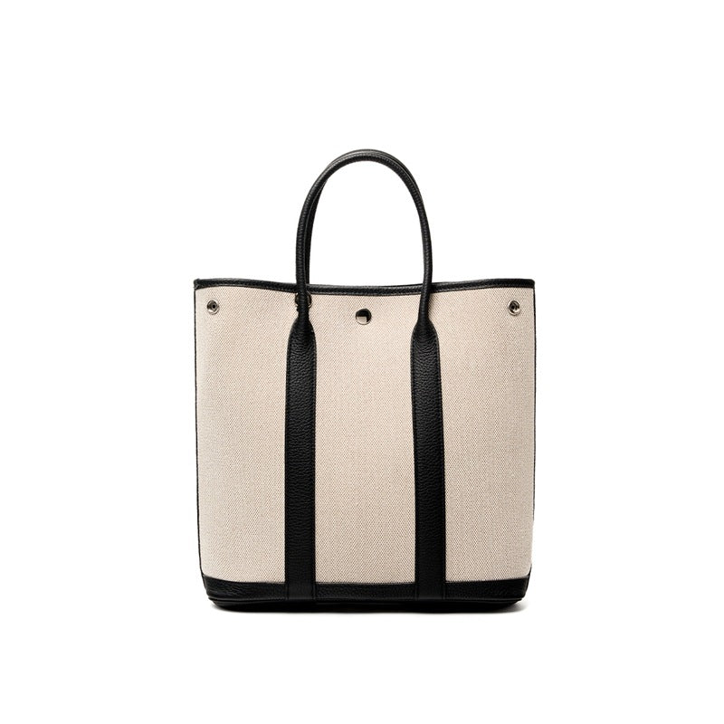 black canvas stitching leather small handbag,ladies,front