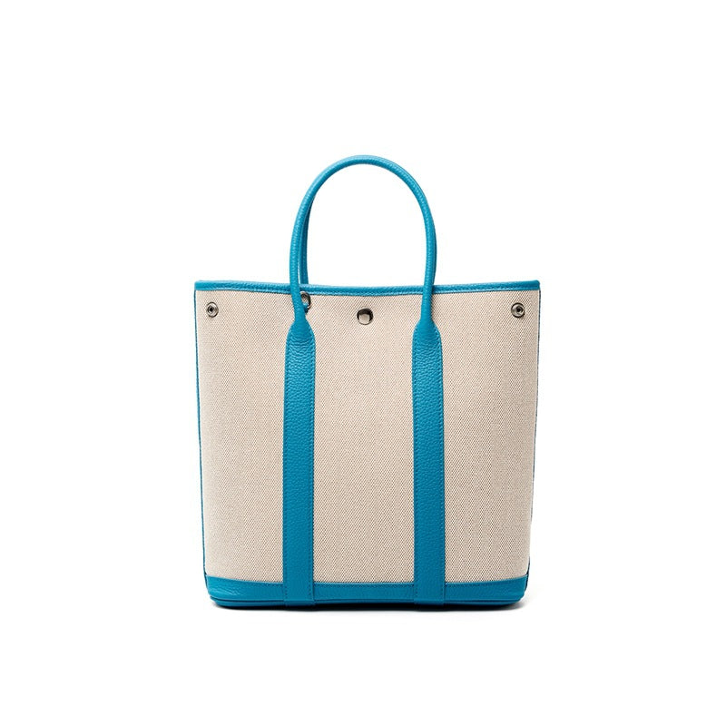 blue canvas stitching leather small handbag,ladies,front