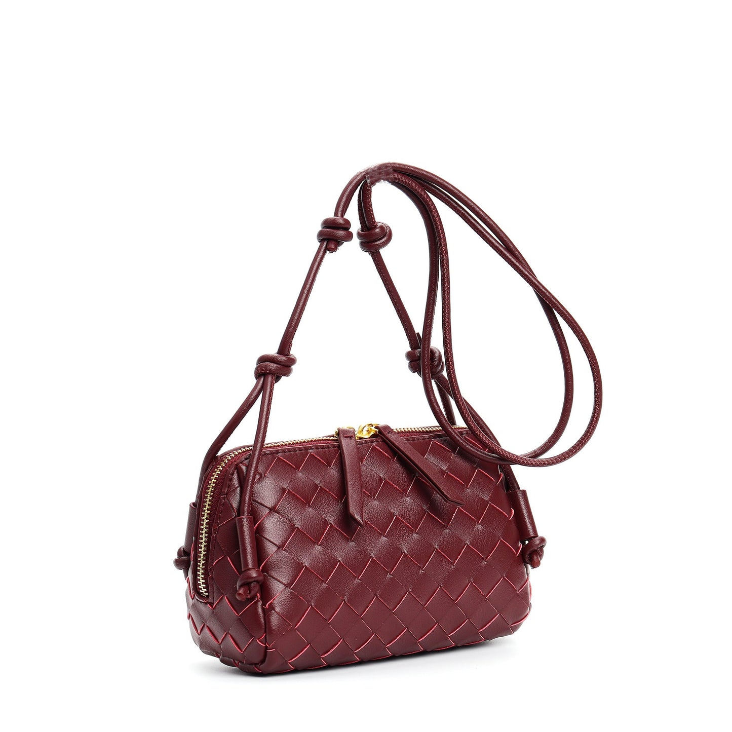 burgundy leather small square shoulder bag,women,side