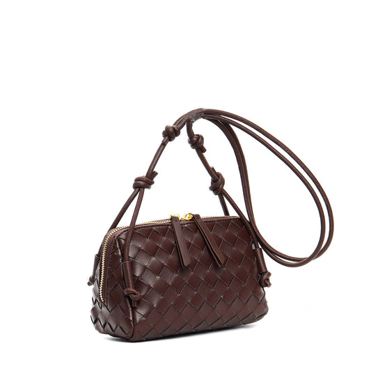 coffee leather small square shoulder bag,women,front