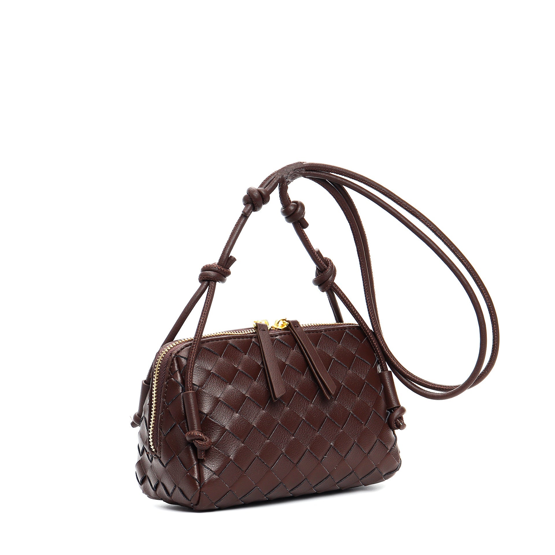 coffee leather small square shoulder bag,women,side 03