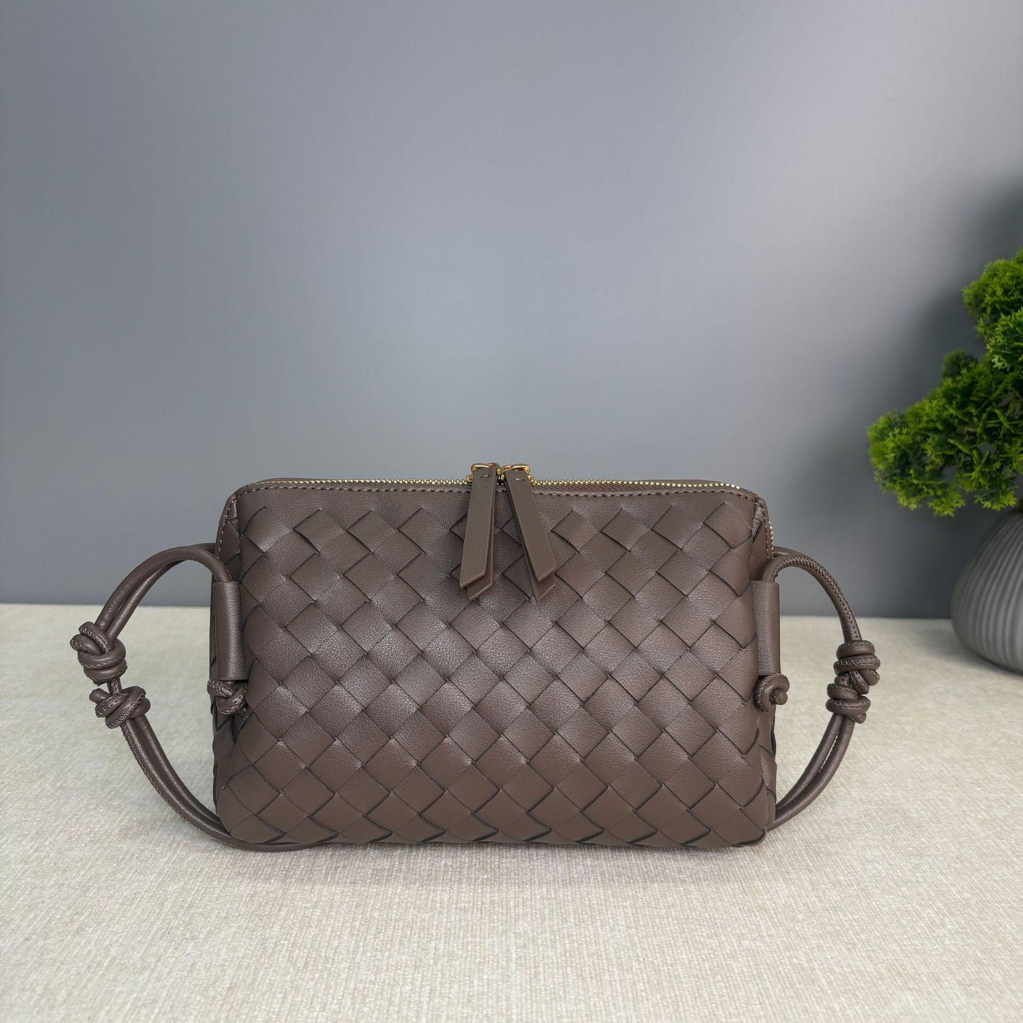 big pinecone brown fanlosn leather small square shoulder bag,women,front