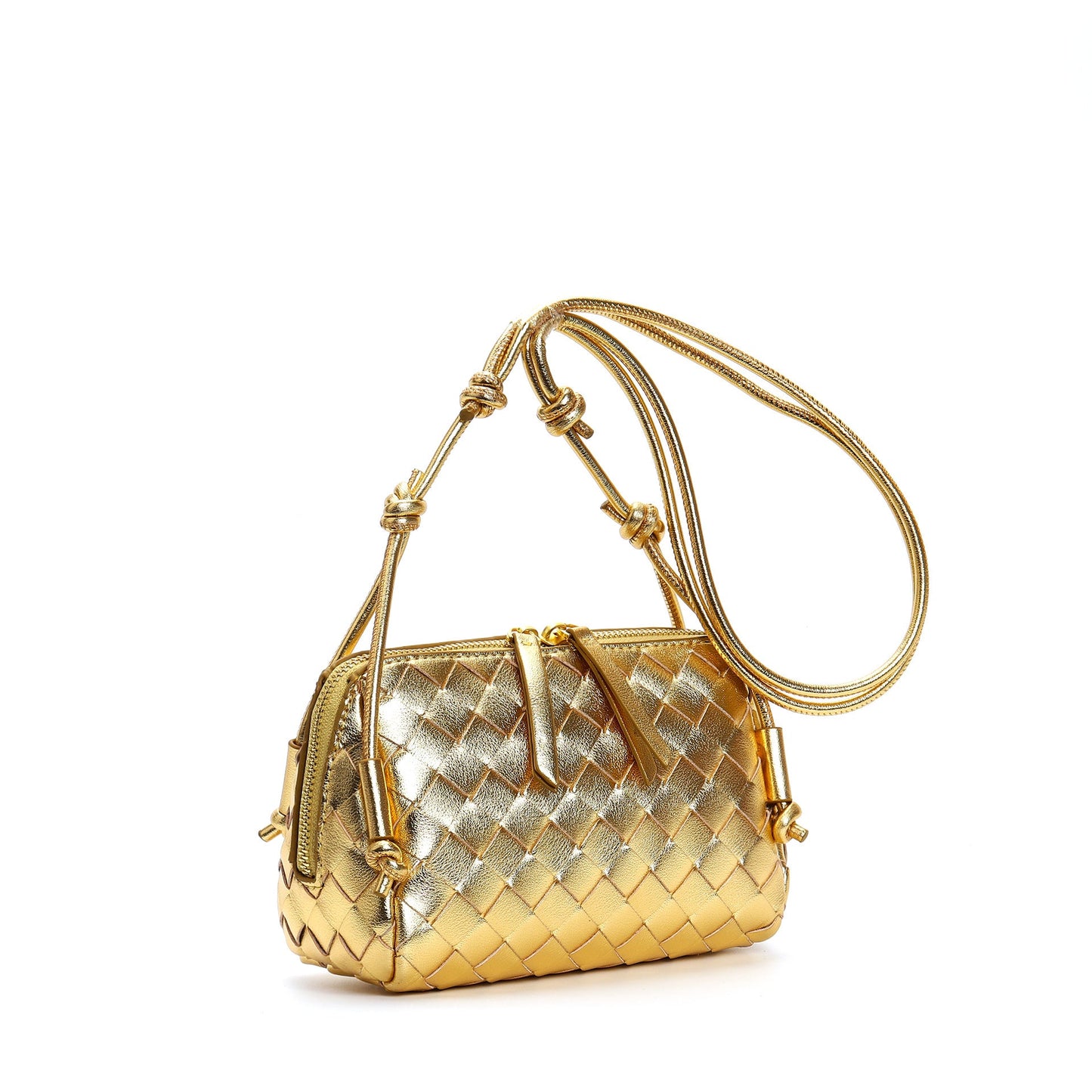 gold leather small square shoulder bag,women,front