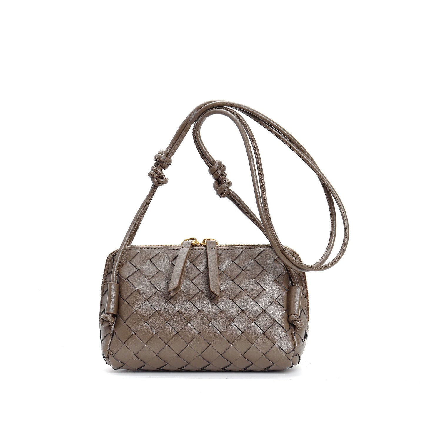 pinecone brown leather small square shoulder bag,women,front