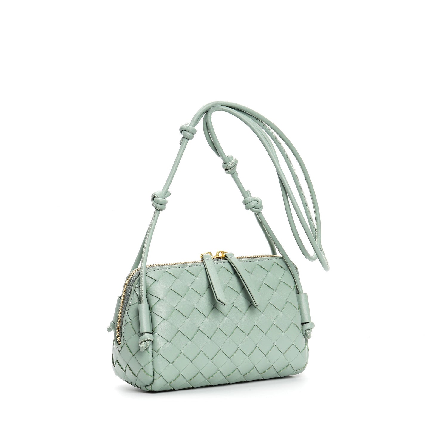 sage green leather small square shoulder bag,women,front