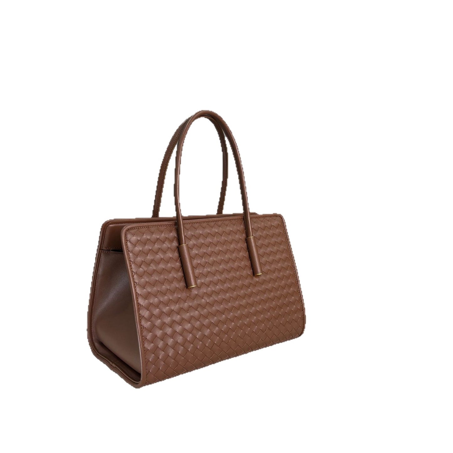 caramel fanlosn woven leather tote bag,women,side