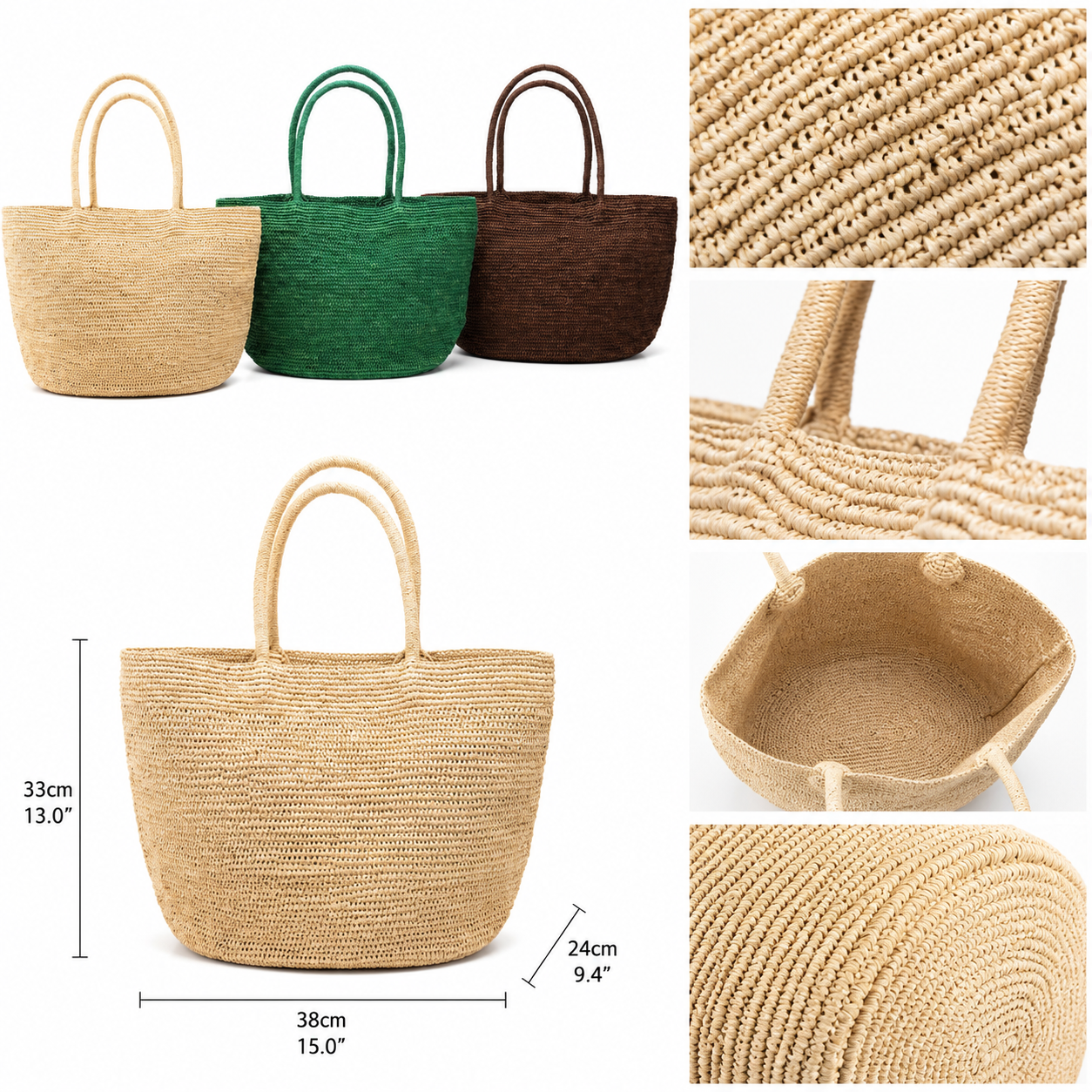 fanlosn beige raffia tote bag,women,dimensions