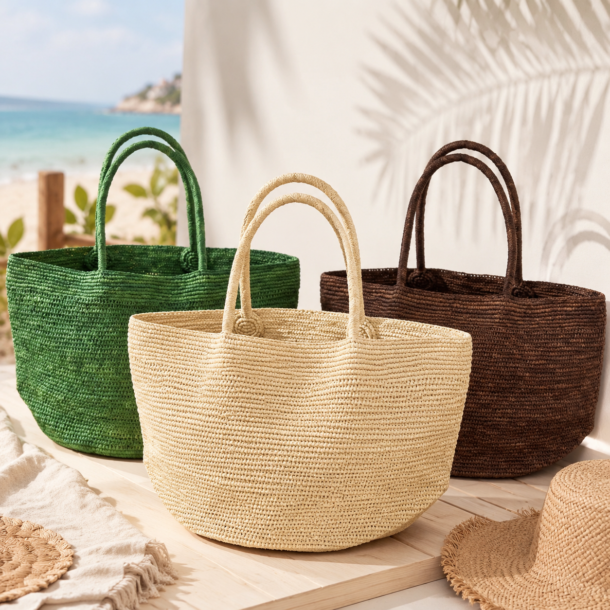 fanlosn green raffia tote bag,women,color display