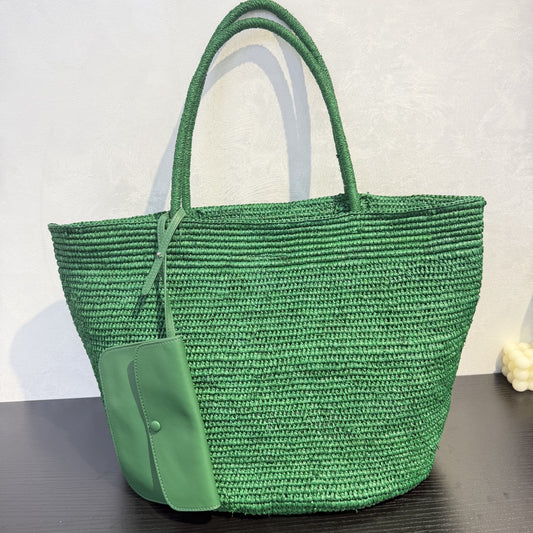 fanlosn green raffia tote bag,women,front 02