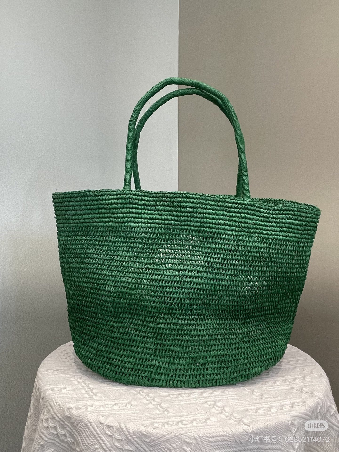 fanlosn green raffia tote bag,women,front