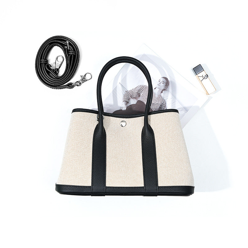 black small size canvas tote garden bag,women,front