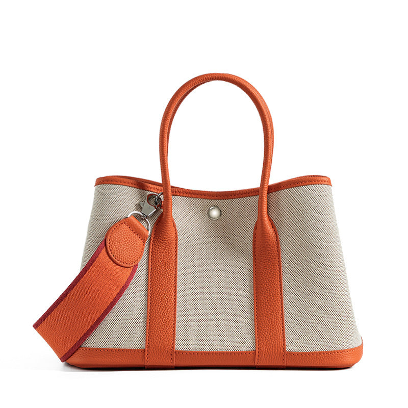 orange fanlosn big size canvas tote garden bag,women,front
