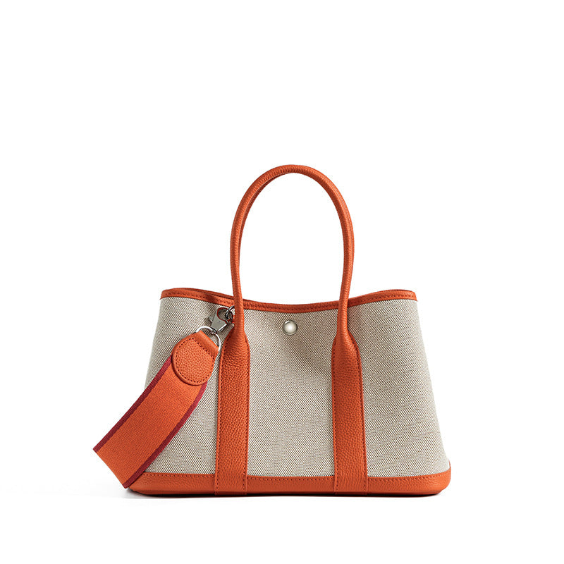 orange fanlosn mid size canvas tote garden bag,women,front