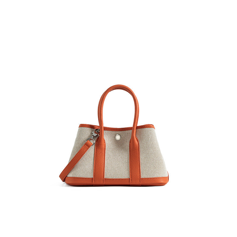 orange fanlosn small size canvas tote garden bag,women,front
