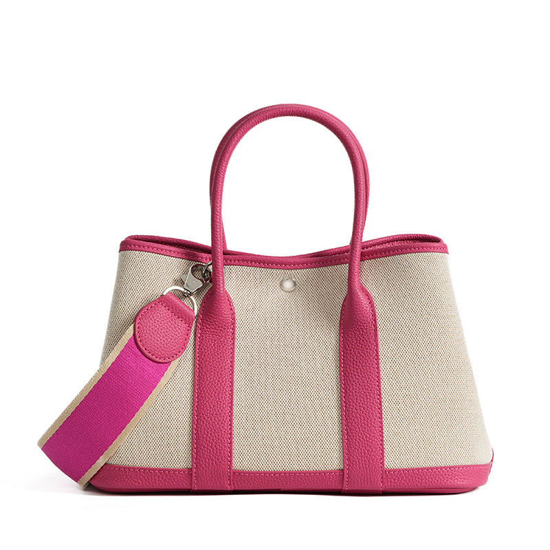 rose red fanlosn big size canvas tote garden bag,women,front
