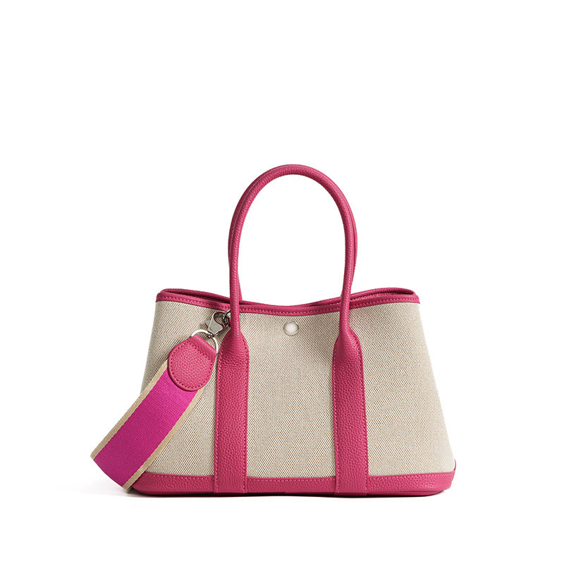 rose red fanlosn mid size canvas tote garden bag,women,front