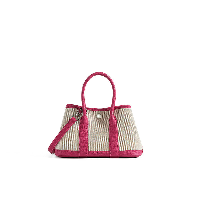 rose red fanlosn small size canvas tote garden bag,women,front