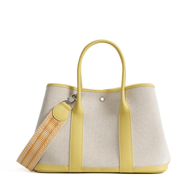 yellow fanlosn big size canvas tote garden bag,women,front