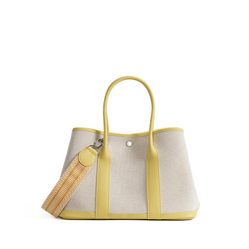 yellow fanlosn mid size canvas tote garden bag,women,front