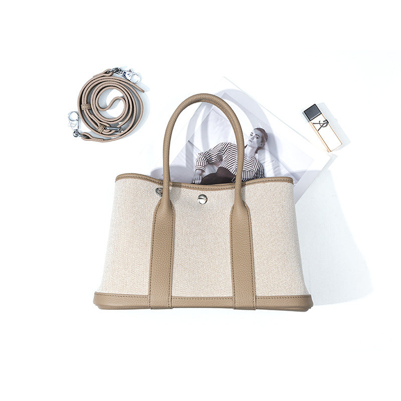 gray small size canvas tote garden bag,women,front