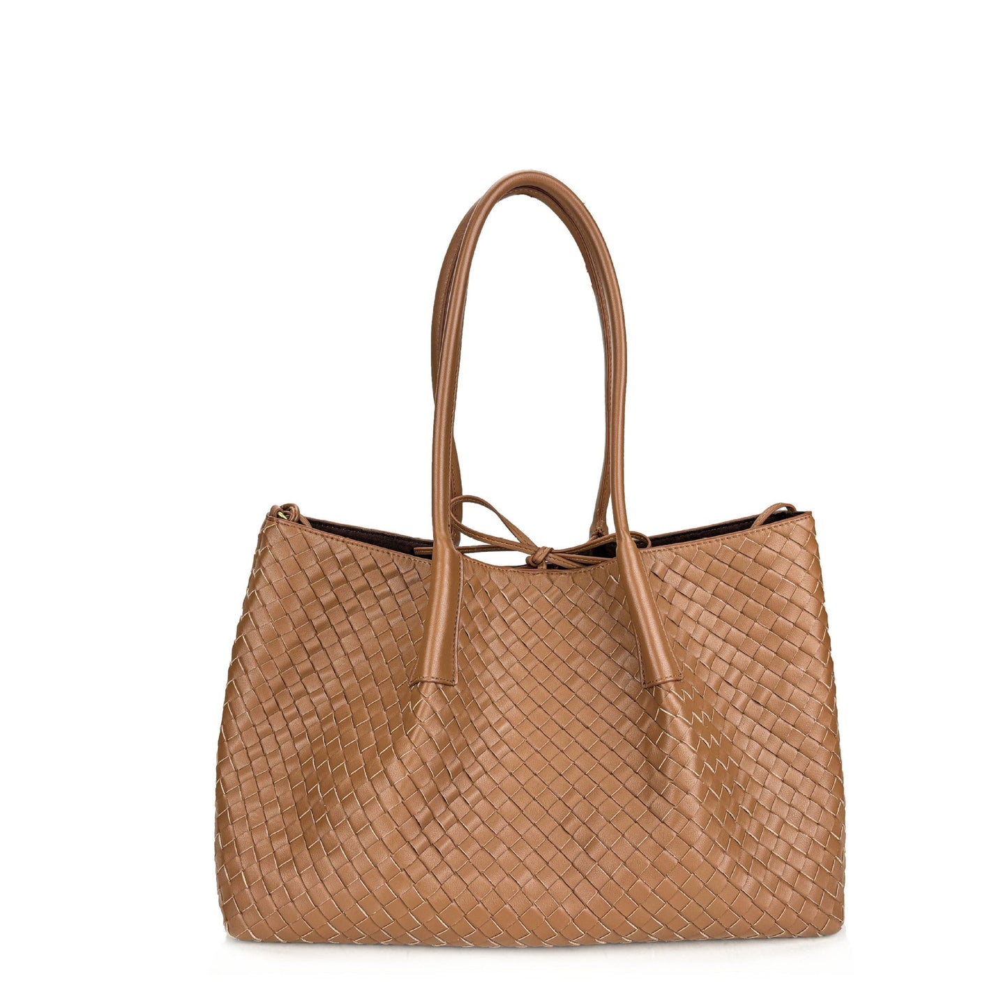 brown big size leather tote handbag,women,front