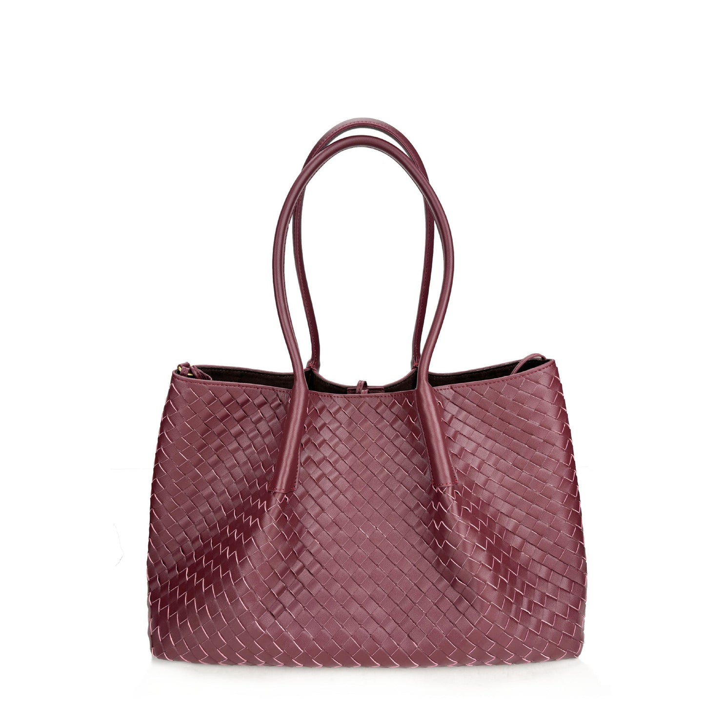 burgundy big size leather tote handbag,women,front