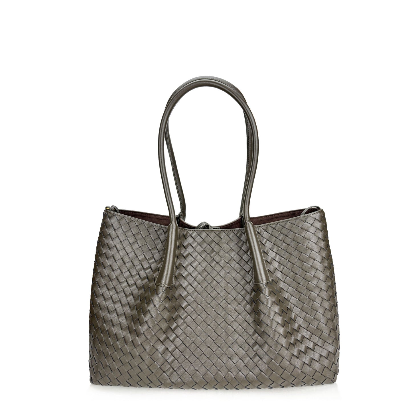 dark green big size leather tote handbag,women,front