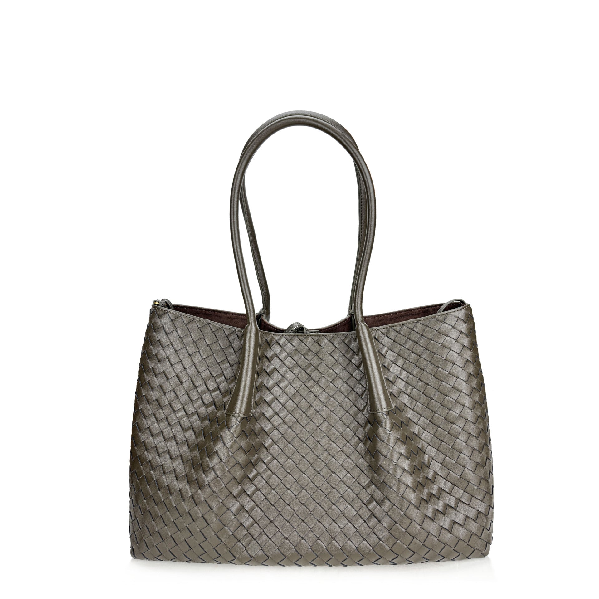 dark green big size leather tote handbag,women,front