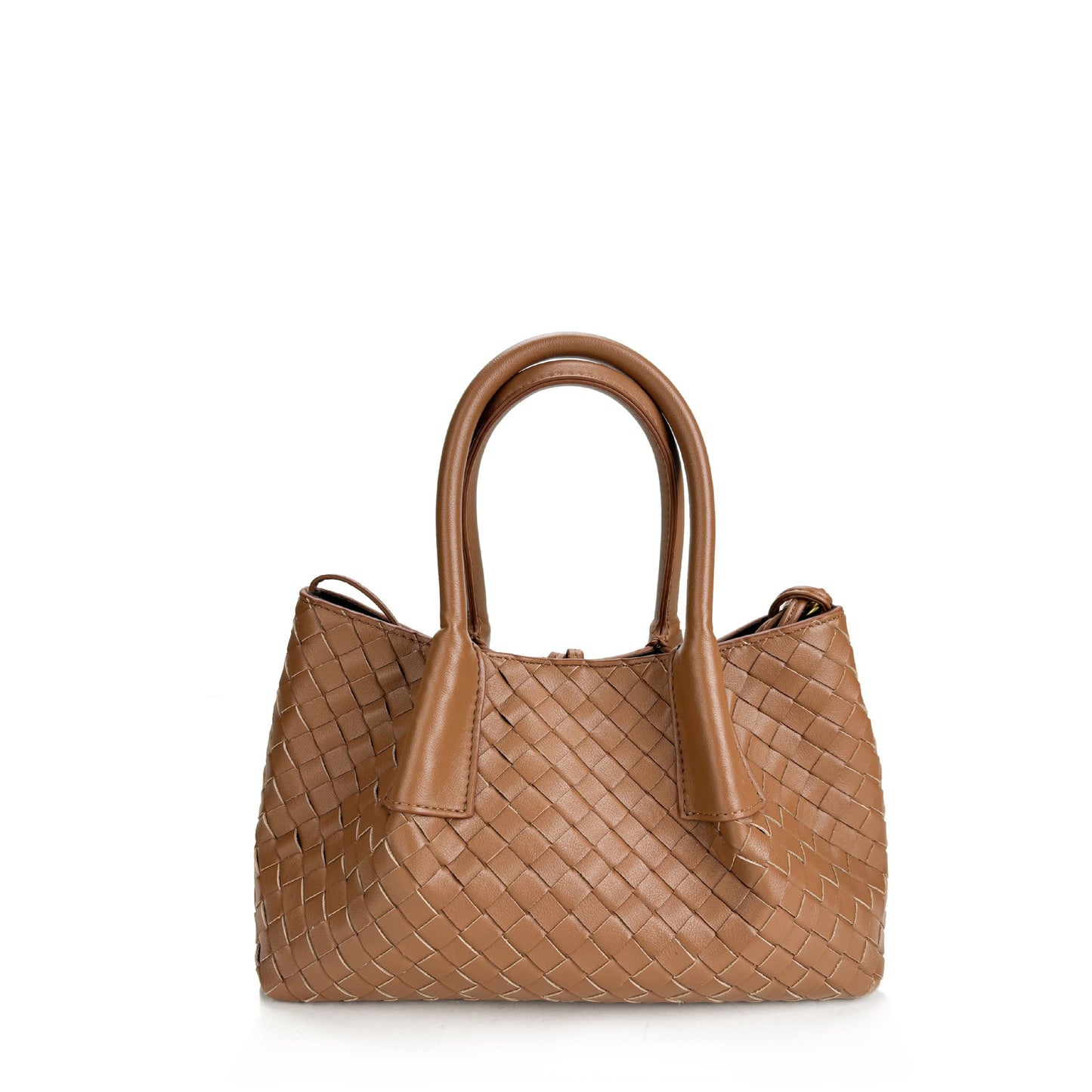 brown small size leather tote handbag,women,front