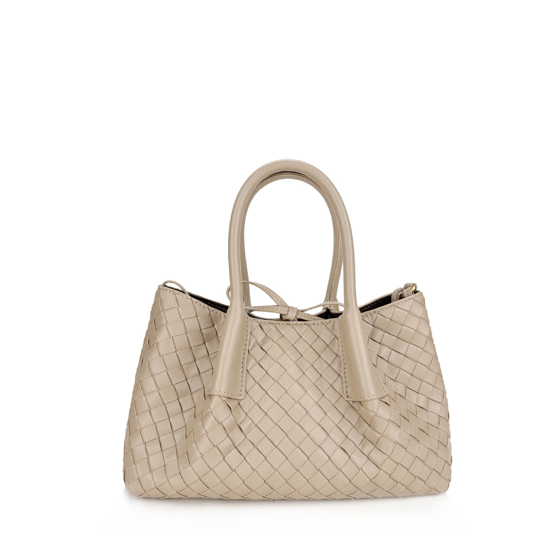 milk tea color small size leather tote handbag,women,front