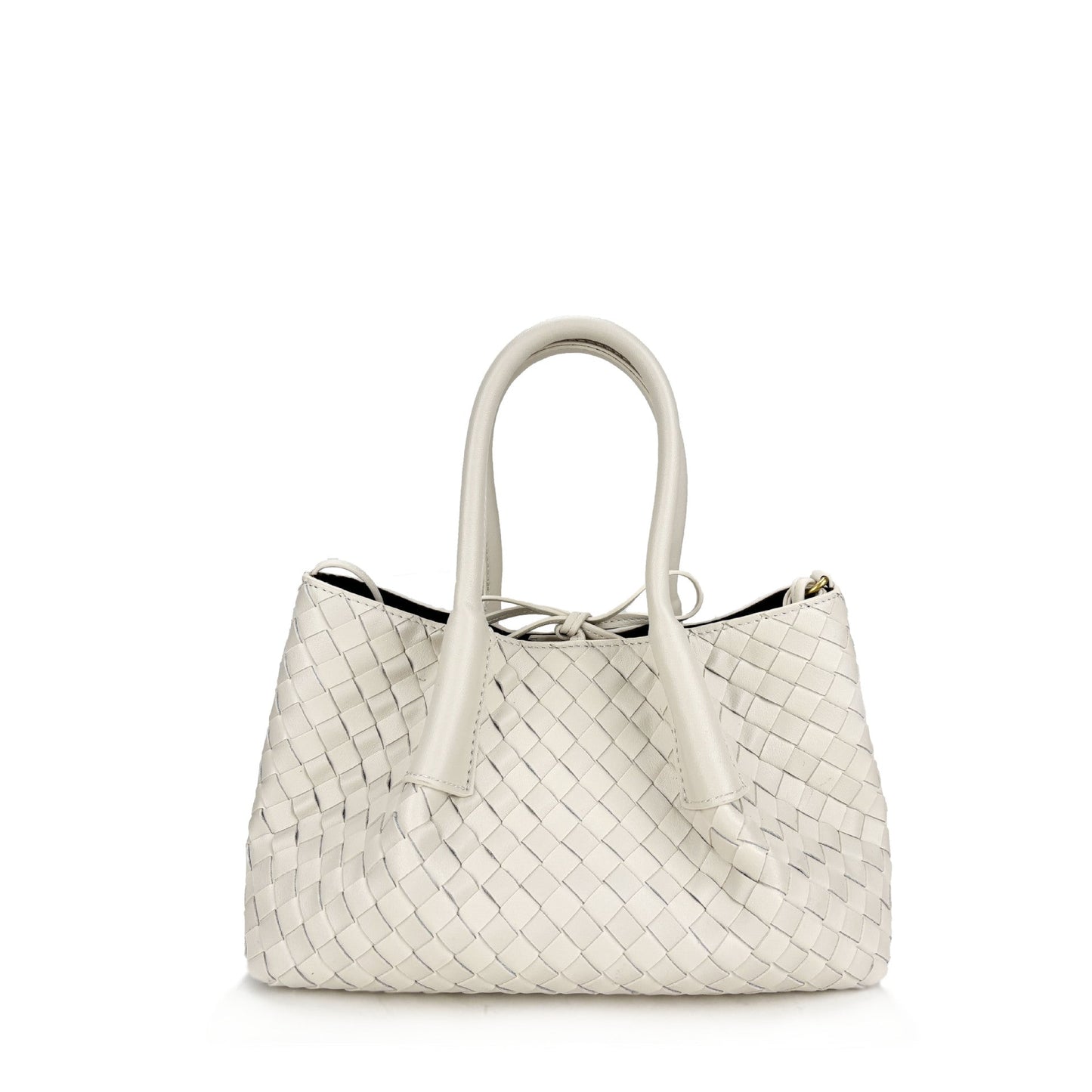 white small size leather tote handbag,women,front